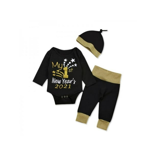 Newborn Baby Girl Boy Outfit Clothes Suit Romper Jumpsuit Tops+Long Pants+Hat 